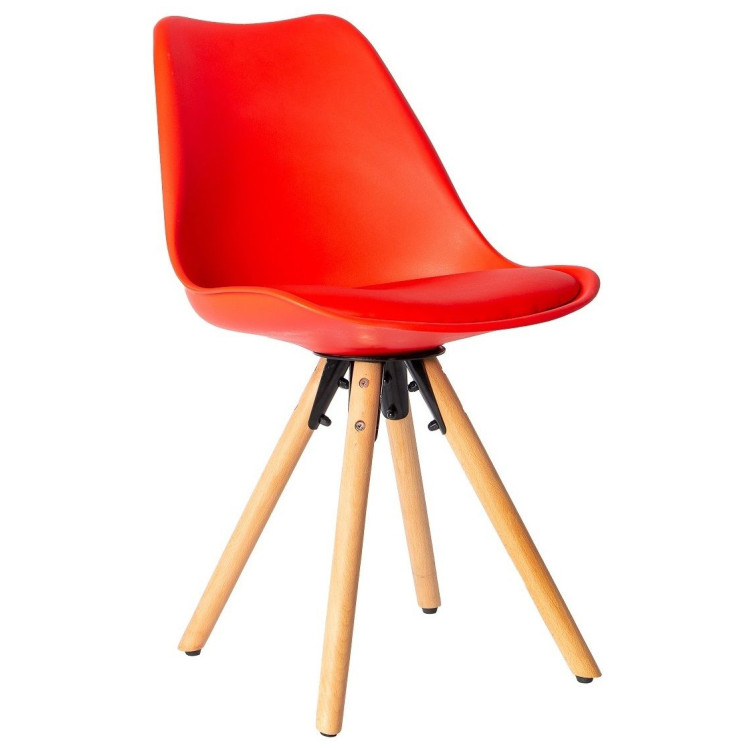 Стулья GH609 Стул пластиковый мягкий, КРАСНЫЙ экокожа, каркас бук