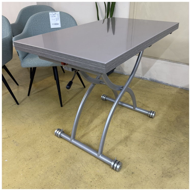 Выставочный образец. Стол-трансформер журнально-обеденный B2323-2, стеклянная раскладная столешница, цвет серый