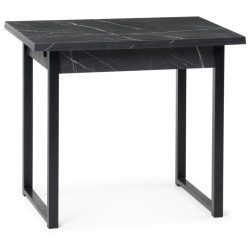 Недорогой обеденный стол. Форли 90(150)х67 мрамор черный / черный матовый обеденный стол
