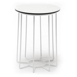 "Эквадор" журнальный стол из HPL круглый Ø40 H55, каркас из алюминия белый, цвет столешницы "молочный"