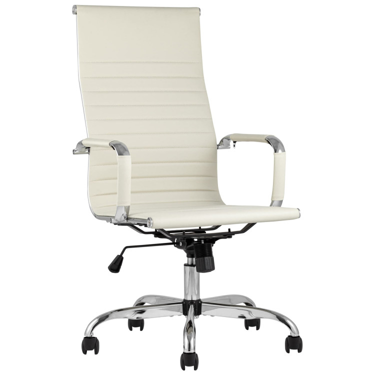 Кресла руководителя TopChairs City офисное бежевое обивка экокожа, механизм качания Top Gun