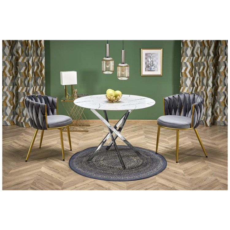 Обеденные столы Стол обеденный Halmar RAYMOND 3 100 (белый/серебряный)