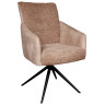 Стул-кресло JAN поворотное с возвратом, комбинированная обивка шенилл / замша латте, черный металлический каркас