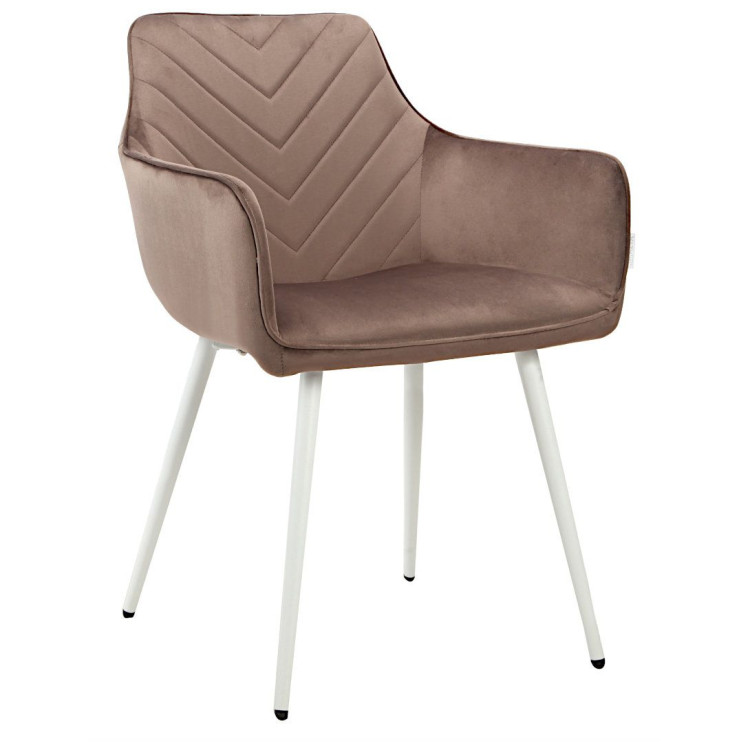 Стул-кресло DC834 Стул мягкий с подлокотниками, ШОКОЛАД#G62-09 велюр, каркас металл белый