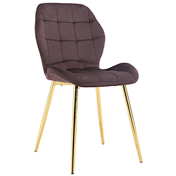 Стулья DC829 Стул мягкий, БАКЛАЖАН#G62-56 велюр, каркас металл золото КРУГЛЫЙ