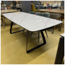 Выставочный образец. Стол обеденный LORENZO-140, раздвижная столешница керамика на стекле Bianco Lasa, max длина 210 см
