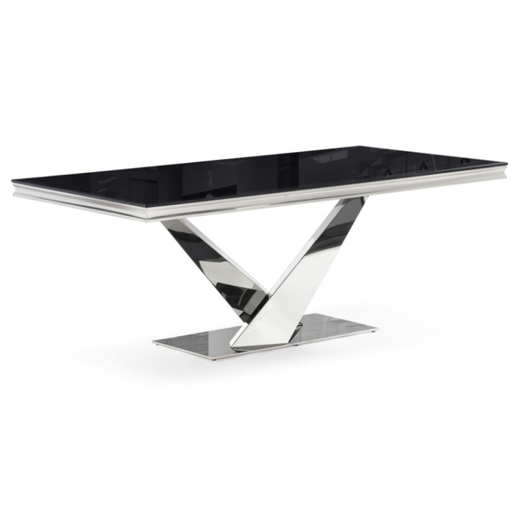 LEVON 200 обеденный стол со стеклянной столешницей, цвет черный