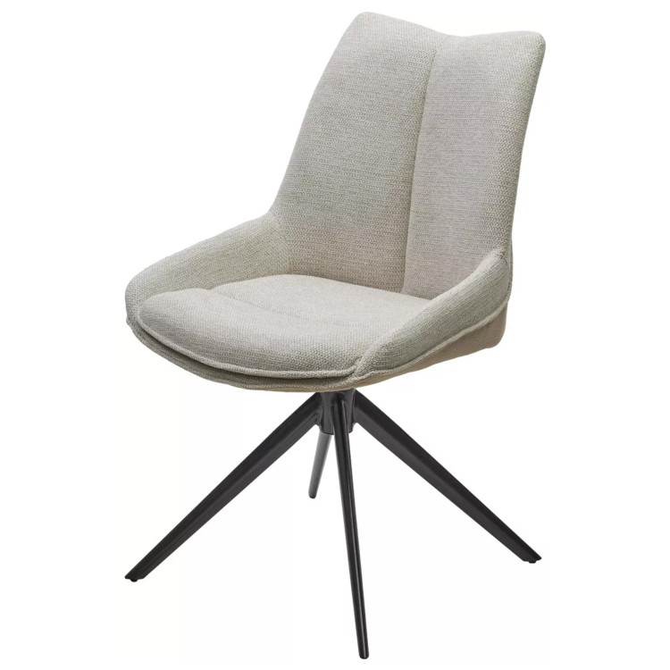 Стул обеденный поворотный OSKAR 360, обивка ткань бежевый, каркас черный, DISAUR