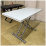 Выставочный образец. Стол-трансформер журнально-обеденный B2219-S-8, раскладная столешница с белым стеклом, каркас металл серый