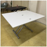 Выставочный образец. Стол-трансформер журнально-обеденный B2219-S-8, раскладная столешница с белым стеклом, каркас металл серый