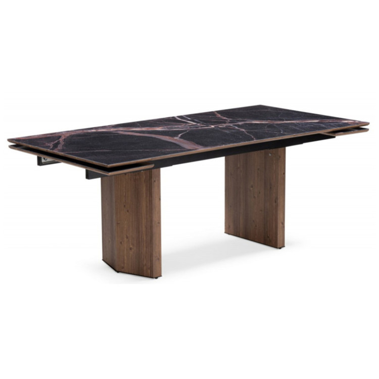 Стеклянный стол МОНЕРОН 200(260)х100х77 мейджик / орех кантри