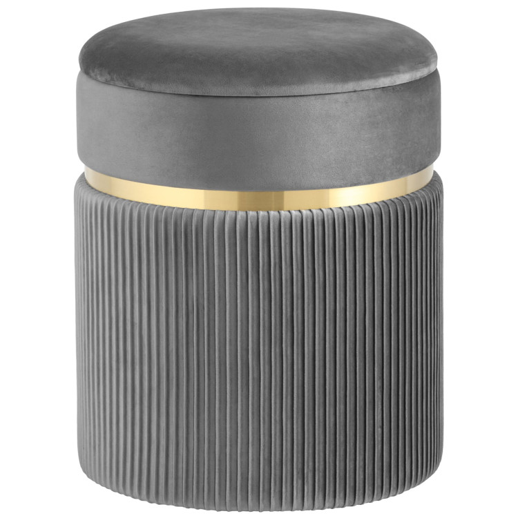 Пуфы Миранда с ящиком велюр серый с декоративным золотым ободком