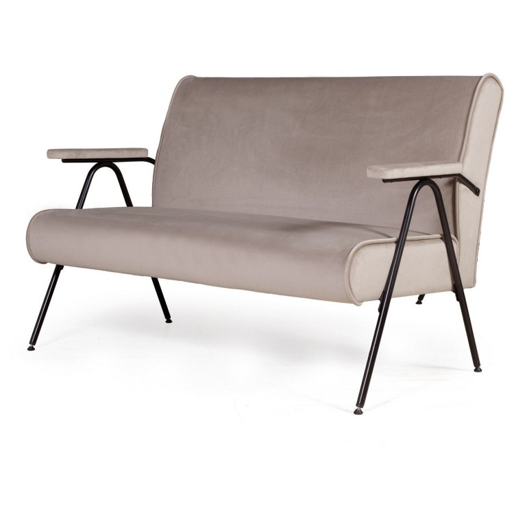 Прямые диваны Andy диван двухместный с мягкими подлокотниками, бархат пепельно-бежевый 25