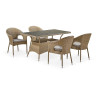 Садовые обеденные группы Обеденный комплект плетеной мебели T198B/Y79B-W56 Light Brown (4+1)