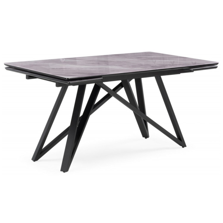 ВИЛСОН 140 обеденный стол со стеклянной столешницей, цвет серый мрамор