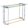 Консольные столики BS-1039 Консольный столик стеклянный прозрачный 120*45, основание нерж. сталь хром GOLD/PLATINA