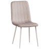 Стулья C921/DC811 Стул мягкий, СЕРО-БЕЖЕВЫЙ#h9 велюр, каркас металл белый КРУГЛЫЙ