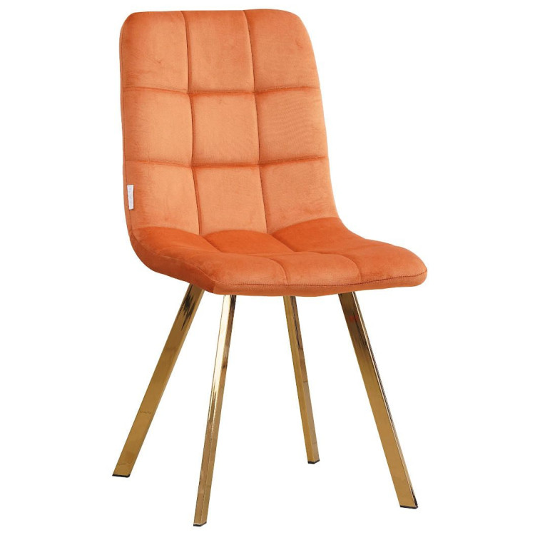 Стулья C919/DC809 Стул мягкий, ТЕРРАКОТОВЫЙ#h43 велюр, каркас металл золото КВАДРАТ