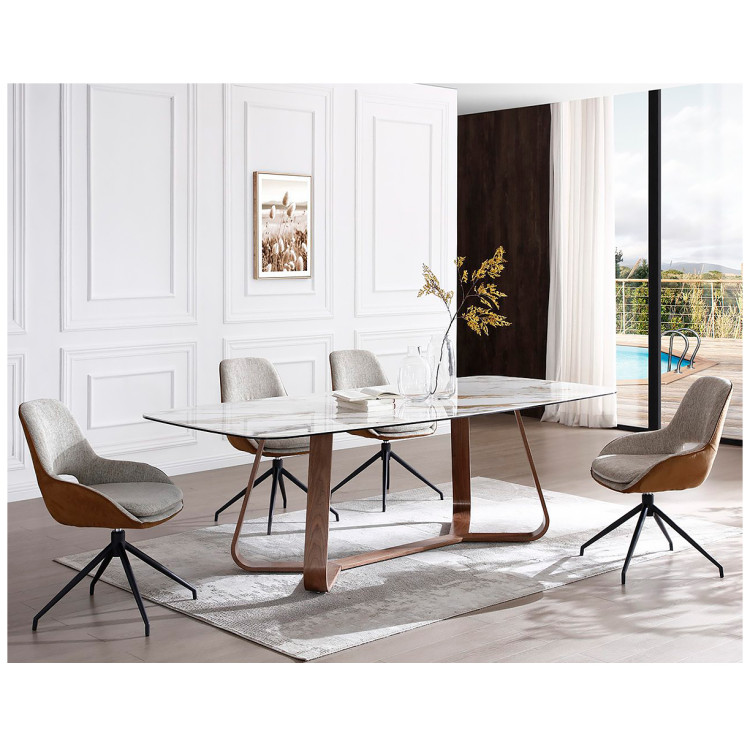 Обеденная группа DT2336 & DC-2012-1, столешница керамика, стулья с тканевой обивкой