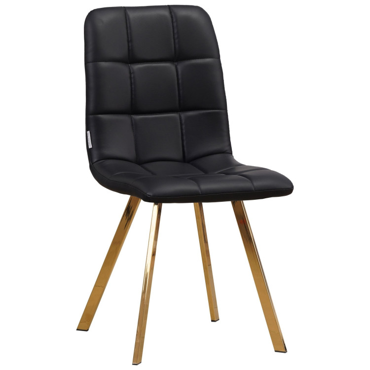 Стулья C919/DC809 Стул мягкий, ЧЕРНЫЙ#18-25 экокожа, каркас металл золото КВАДРАТ