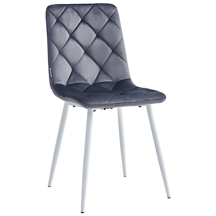 Стулья DC210 Стул мягкий, ТЕМНО-СЕРЫЙ#G62-40 велюр, каркас металл белый КРУГЛЫЙ