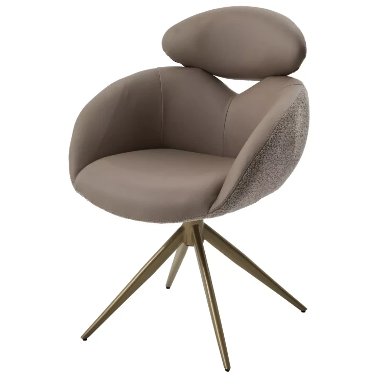 Металлические стулья DISAUR (не для продажи на маркетплейсах) Стул ГУННАР (GUNNAR) 360 град, цвет БЕЖЕВЫЙ VEGA-11 / MIAMI-160, ткань / ШАМПАНЬ каркас, ®DISAUR