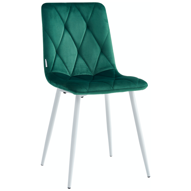 Стулья C923/DC813 Стул мягкий, ИЗУМРУД#h56 велюр, каркас металл белый КРУГЛЫЙ