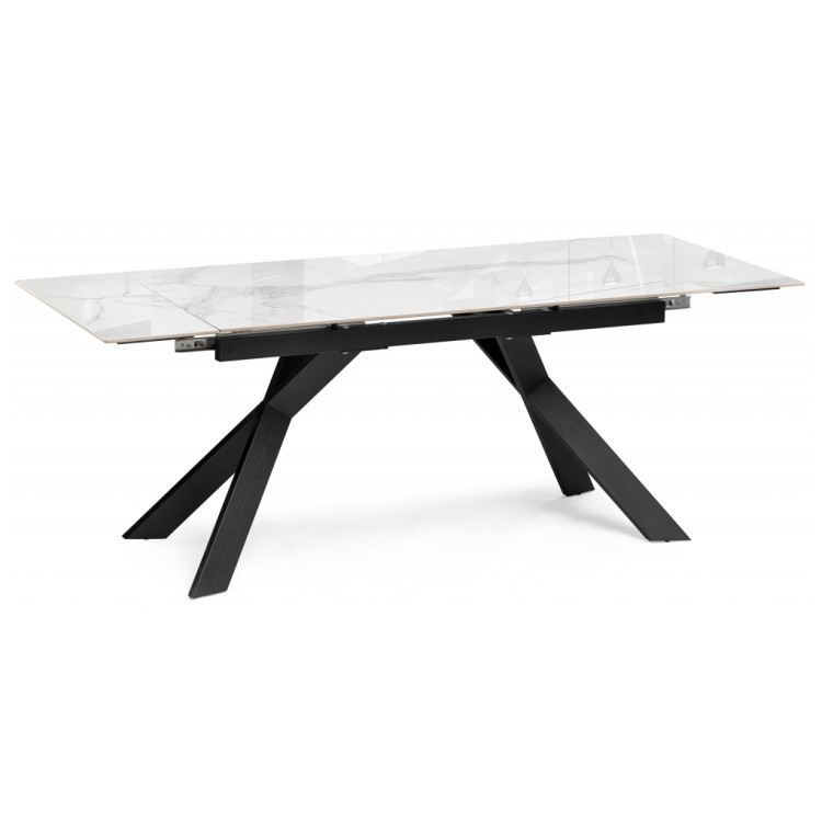 ХИЛБРИ 140(200)х80х76 стол с керамической столешницей statuario cara / черный ХИЛБРИ 140(200)х80х76 стол с керамической столешницей statuario cara / черный