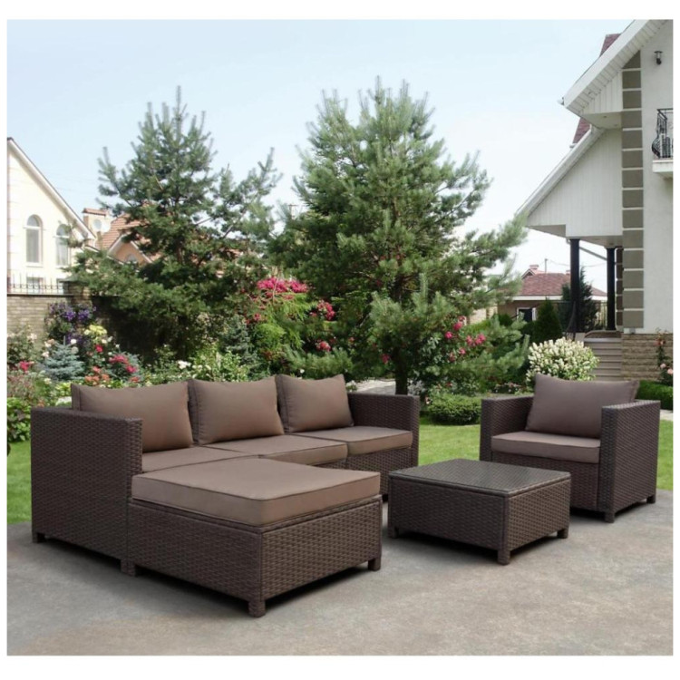 Садовые комплекты для отдыха Комплект плетеной мебели YR821A Brown/Beige