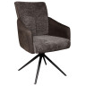 Стул-кресло JAN поворотное с возвратом, комбинированная обивка шенилл / замша антрацит, черный металлический каркас