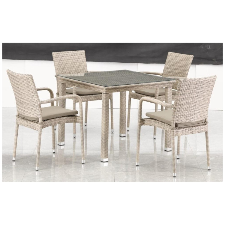 Садовые обеденные группы Комплект плетеной мебели T257C/Y376C-W85 Latte (4+1) + подушки на стульях