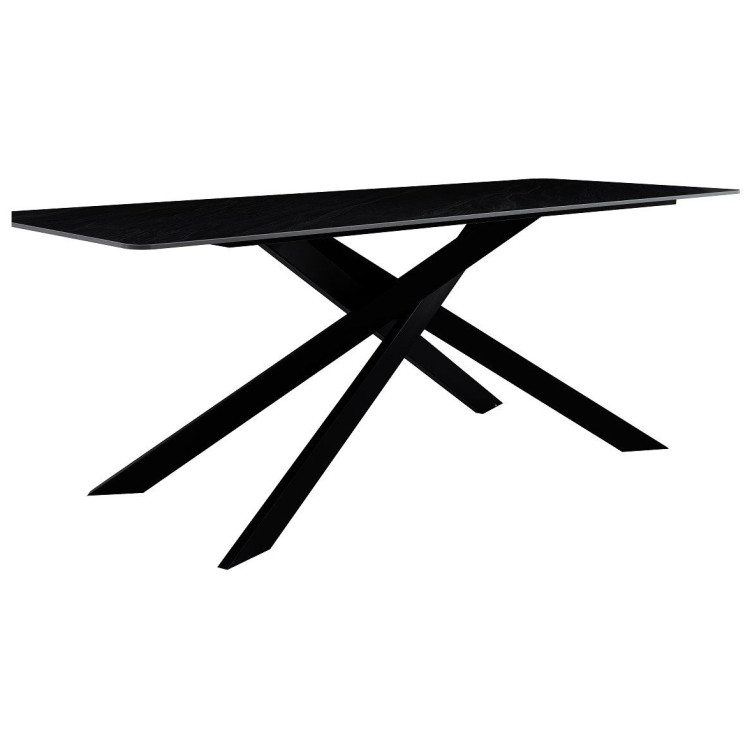 Керамические столы DT330 Стол обеденный Austrilia sand black 200*80*76, керамич. столешница, основание металл черный Керамические столы DT330 Стол обеденный Austrilia sand black 200*80*76, керамич. столешница, основание металл черный