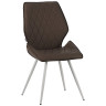Стулья DC230 Стул мягкий, ШОКОЛАД экокожа, каркас металл, белый КРУГЛЫЙ