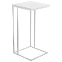Придиванный столик Loft 35x35см, белый мрамор с белыми ножками tip_tovara