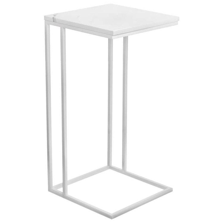СТОЛЫ Придиванный столик Loft 35x35см, белый мрамор с белыми ножками