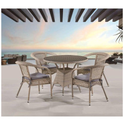 Комплект плетеной мебели Лион-1C T220CT/Y32-W85 Latte 4Pcs (4+1)