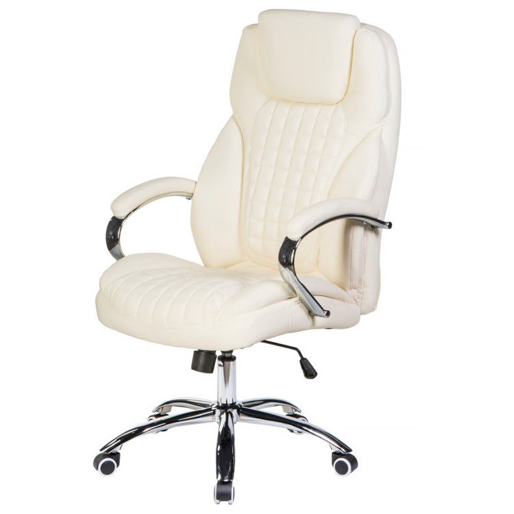 Кресло руководителя DOBRIN CHESTER, обивка экокожа кремовый, основание хром