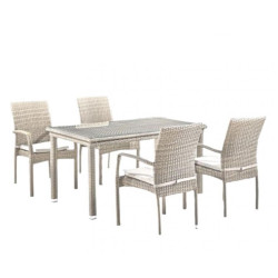 Комплект плетеной мебели T256C/Y376C-W85 Latte (4+1) + подушки на стульях