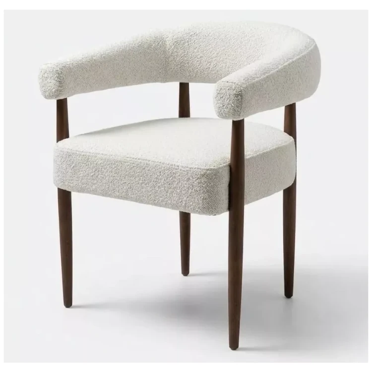 Металлические стулья DISAUR (не для продажи на маркетплейсах) Стул БОНСАЙ (BONSAI), цвет СВЕТЛО-БЕЖЕВЫЙ CLOUD-113, букле / ОРЕХ , ®DISAUR