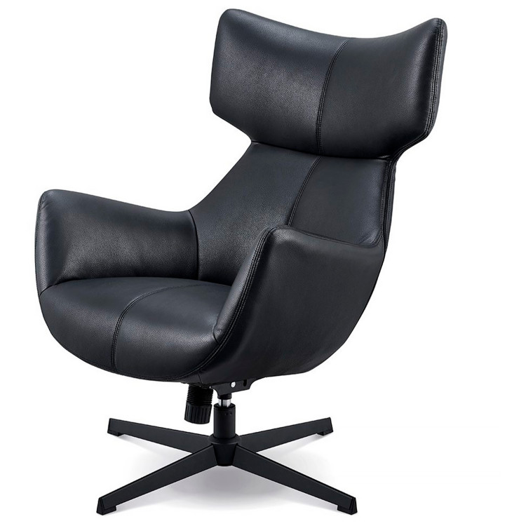 Дизайнерское лаунж-кресло TRIBUTE BLACK 360, обивка экокожа, ножки металл, цвет черный