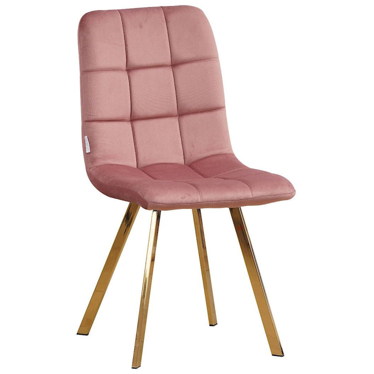 Стулья C919/DC809 Стул мягкий, ПЫЛЬНО-РОЗОВЫЙ#h44 велюр, каркас металл золото КВАДРАТ