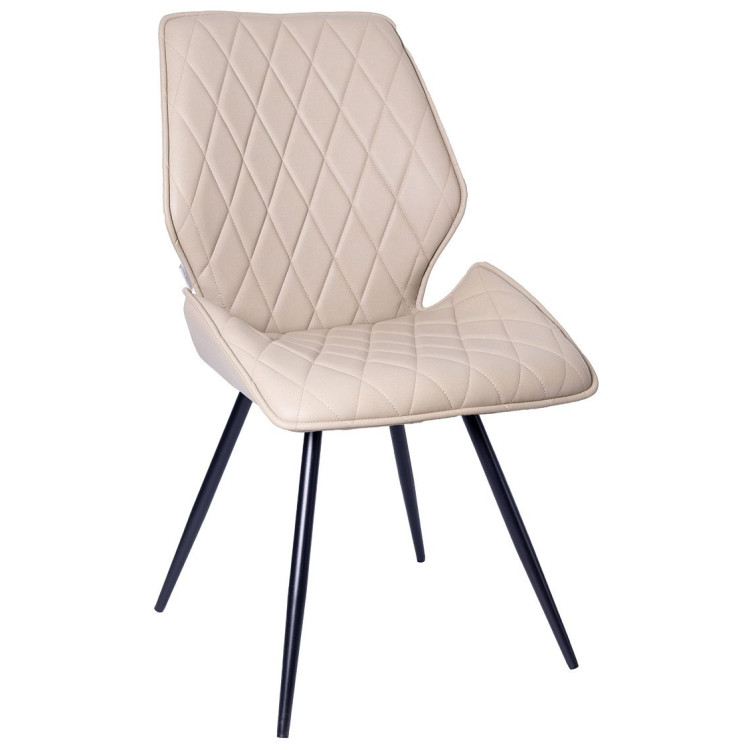 Стулья DC231 Стул мягкий поворотный 180, КРЕМОВЫЙ экокожа, каркас металл, черный КРУГЛЫЙ