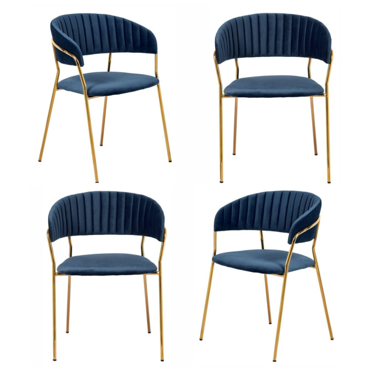 СТУЛЬЯ Комплект из 4-х стульев Turin синий, золотые ножки
