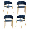 СТУЛЬЯ Комплект из 4-х стульев Turin синий, золотые ножки