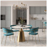 СТУЛЬЯ Комплект из 4-х стульев Turin синий, золотые ножки