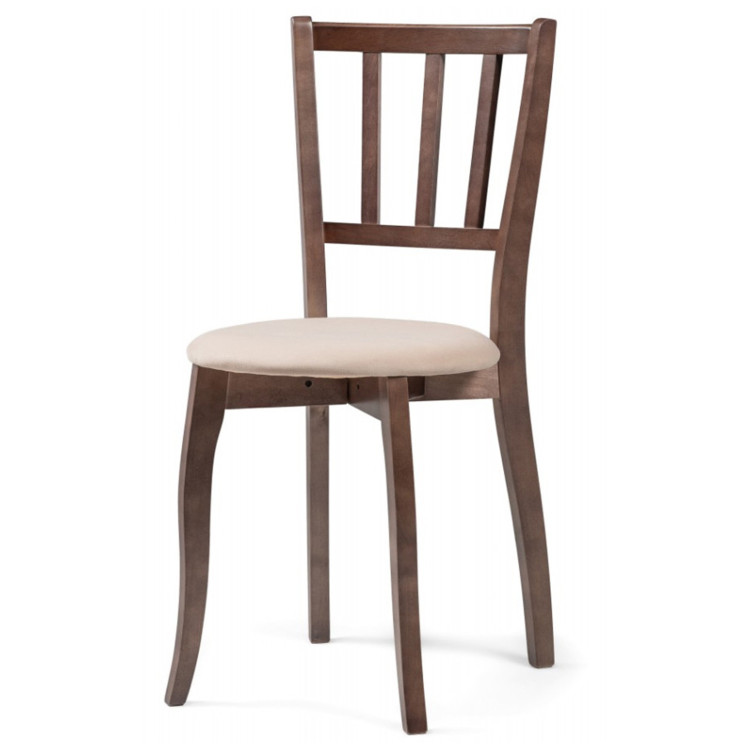 АЙРА деревянный стул с обивкой тканью велюр, цвет бежевый / каркас орех