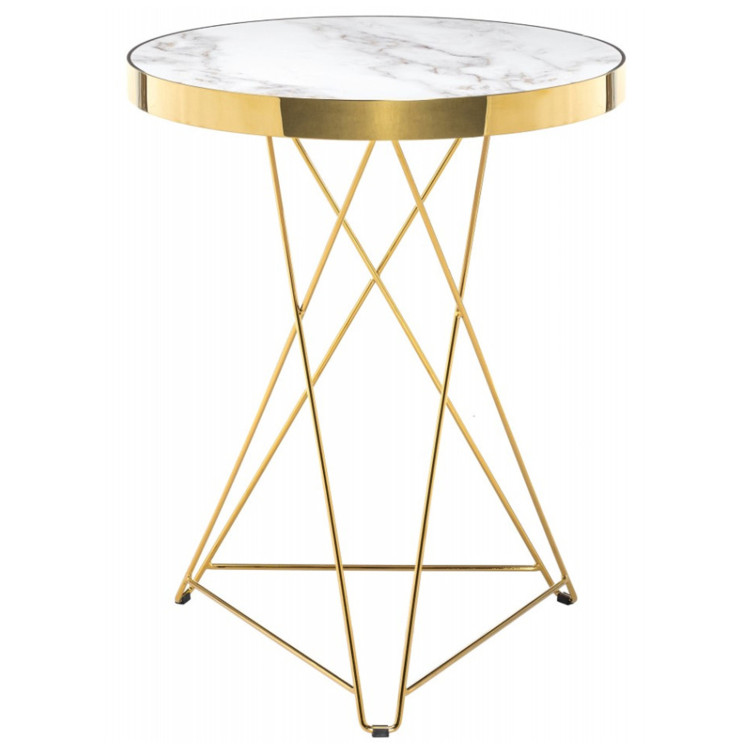Журнальный столик MILENA (white / gold), столешница пластик белый мрамор, каркас золото