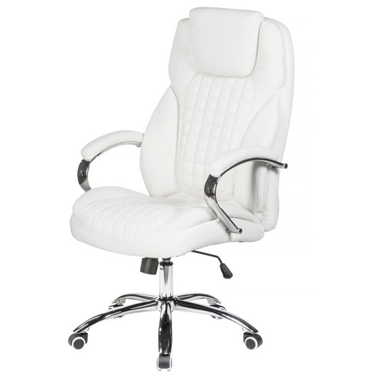 Кресло руководителя DOBRIN CHESTER, обивка экокожа белый, основание хром