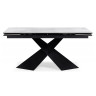 Стол обеденный раздвижной ХАССЕЛВУД 160 (макс. 220 см), столешница стекло белый мрамор, каркас металл черный