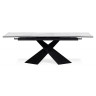 Стол обеденный раздвижной ХАССЕЛВУД 160 (макс. 220 см), столешница стекло белый мрамор, каркас металл черный